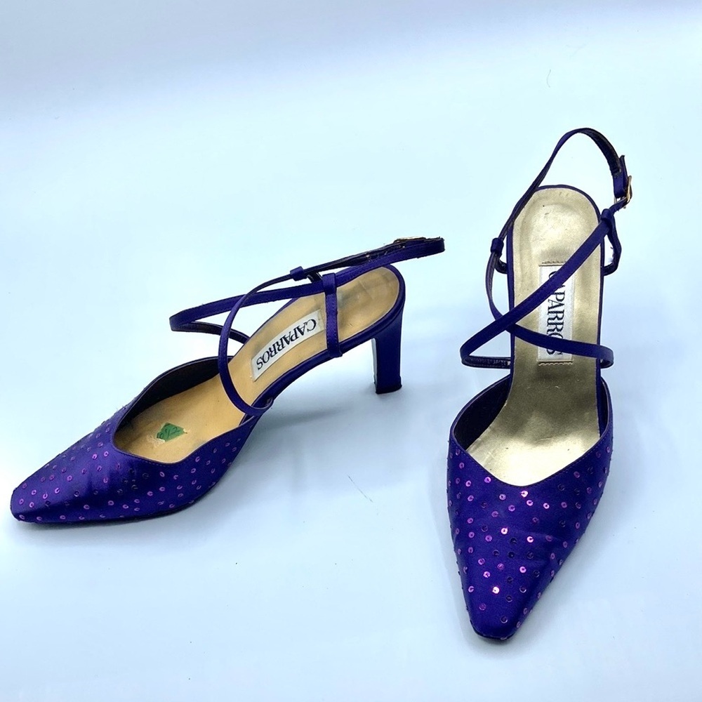 Caparros Purple Silk Sequin Dressy Heels Size 6.5
